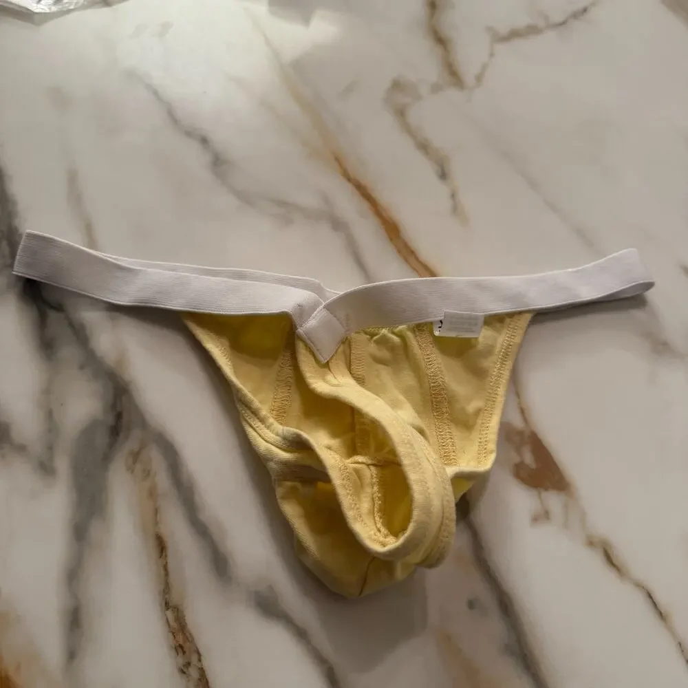 NEW Blanc Menswear Cotton BL4754 C’est G-String Thong Color Yellow Size Large